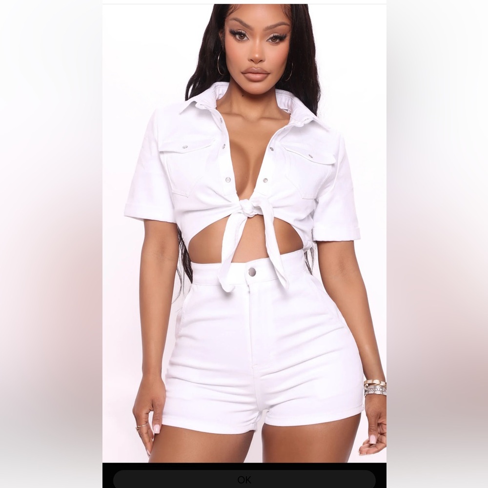Fashion Nova Desert Heart Denim Romper